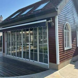 <span class=keywords><strong>Porte</strong></span> pliante en aluminium insonorisée à double vitrage avec grille design / <span class=keywords><strong>Porte</strong></span> pliante de cuisine grand format pour balcon en verre feuilleté - Product Image 2