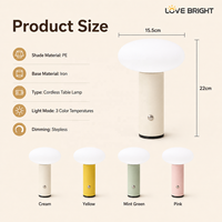 Lampe de table décorative sans fil rechargeable USB-C en PE coloré avec base en fer, 3 températures de couleur et gradation progressive pour chambre à coucher – Idée cadeau