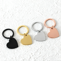 Porte-clés en acier inoxydable en forme de cœur gravable personnalisé Ywyougang, breloque vierge pour cadeau personnalisé et accessoire de bricolage