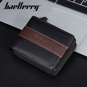 กระเป๋าสตางค์แบบสั้นสำหรับผู้ชายแบรนด์ Baellerry สีดำ สีน้ำตาล สีกาแฟ ซิปอเนกประสงค์ ใส่บัตรธุรกิจได้ สีพื้น ลายนูน - Product Image 3