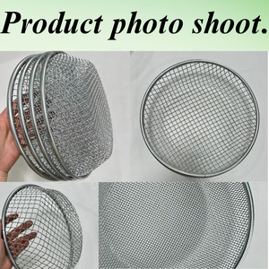 Tamis à terre rond argenté pour jardinage domestique, portable, <span class=keywords><strong>avec</strong></span> deux poignées, filtre à mailles fines pour éliminer feuilles, insectes et galets lors de l'entretien quotidien des plantes - Product Image 3