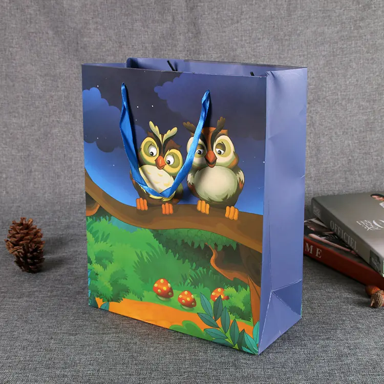 Custom design printed anime paper bags for toy small paper gift packaging bags