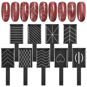 Outil magnétique pour ongles effet œil de chat noir, 9 motifs, bâton magnétique puissant, effet 3D, vernis gel, outil de manucure pour salon - Product Image 5