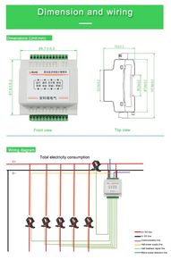 Compteur de <span class=keywords><strong>consommation</strong></span> <span class=keywords><strong>d</strong></span>'énergie monophasé CC Acrel AMC16-DETT, moniteur de puissance multi-circuits, certificat CE, stations de base RS485 - Product Image 6