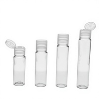 Botol Mini Silinder PET 10ml 15ml 20ml 25ml untuk Kosmetik, Losion, dan Sampel dengan Tutup Flip-Top Grosir