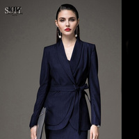 LCBZ Ensemble de costumes de bureau slim personnalisés pour femmes de haute qualité Uniforme formel pour femmes à manches longues Costumes pour femmes