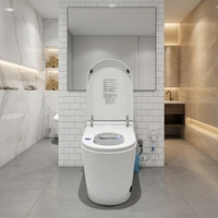 Toilette intelligente murale en céramique moderne, design minimaliste pour projets hôteliers et gîtes, avec levage automatique du couvercle multifonctionnel