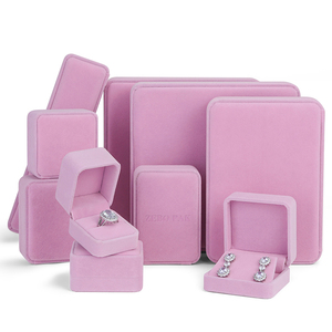 pink velvet jewelry box packaging wholesale necklace Earrings Bracelet wedding ring box jewelry boxes with logo luxury