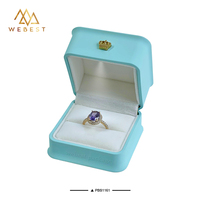 Boîte à bijoux en plastique avec anneau lumineux LED Webest, emballage de luxe bleu