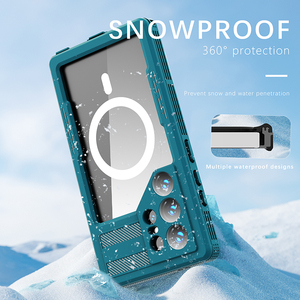 SHELLBOX Black/Lake Blue bars stile Anti-caduta custodia per telefono impermeabile per Samsung Galaxy S24 Ultra con protezione dello schermo integrata - Product Image 5