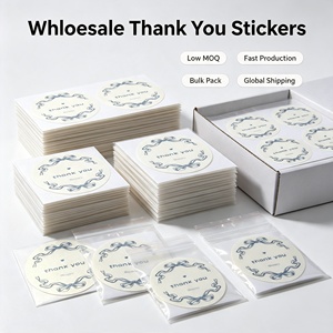Pegatinas Redondas de Agradecimiento, Papel Mate, Tinta Gris Azul, Borde Dibujado a Mano, Etiquetas Autoadhesivas para Regalos, Manualidades y Embalaje - Product Image 3