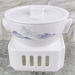 Service de table en porcelaine fine 45% (High Bone China) à motif de jardin chinois ancien, avec décor doré, pour banquets d'hôtel de luxe, personnalisable - Product Image 5