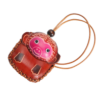 Porte-clés mini pochette singe mignon en cuir fait main, breloque de sac animal, pendentif décoratif artisanal pour rétroviseur de voiture, cadeau promotionnel