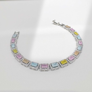 Pulsera de tenis de plata 925 al por mayor para mujer con topacio amarillo engastado, joyería clásica para uso diario, pulseras de circonita cúbica - Product Image 2