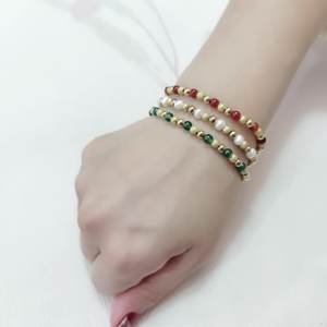 <span class=keywords><strong>Linsa</strong></span> Fashion 18K chapado en oro elasticidad ajustable 4mm pulsera con cuentas nuevo accesorio hecho de acero inoxidable que no se desvanece - Product Image 4