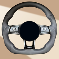 Schwarzes Leder-R-Lenkrad für Volkswagen Golf 7 7.5 MK7 Golf 6 MK6 7.5 GTI GTD GTE R Polo TSI Tiguan DSG Passat Scirocco