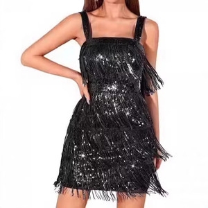 2026 1920s Strap <strong>Tassles</strong> Color Tassel Sequin Sling Ballet Cocktail <strong>Dress</strong> Skirt Party Short <strong>Dress</strong> - Product Image 2
