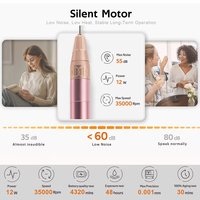 Perceuse à ongles électrique sans fil 35000 tr/min avec contrôle par bracelet, boîtier métallique, portable pour usage en salon de manucure (vente en gros)