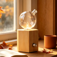 Diffuseur d'huiles essentielles sans eau à nébulisation, 25 ml, avec base en bois de pin, à brancher