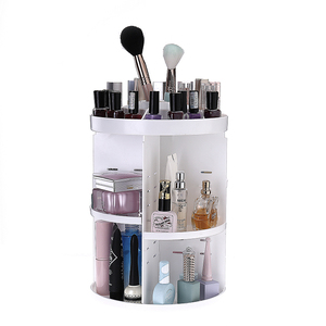 Acrílico blanco almacenamiento + cajas organizador 360 rotar plástico cosmético + cajas contenedor maquillaje productos de almac - Product Image 1