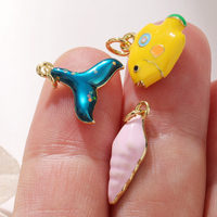 Nouveau Style de plage d'été plaqué or 18 carats émail animaux de la mer breloques mode étoile de mer conque poisson coquille pendentifs pour la fabrication de bijoux