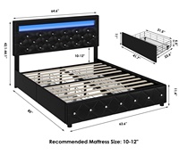 Nouveau Cadre de Lit King Size Design Moderne avec Lumières LED pour Chambre à Coucher