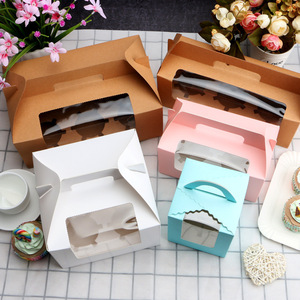 Rectangle Kraft Paper <b>Dessert</b> <b>Box</b> With Window For Cupcake Cake Pastry Packaging Takeaway Food Storage - Product Image 3
