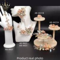 SET pabrik 4431 grosir perhiasan warna-warni biru buatan tangan cairan buatan bunga pernikahan bunga SET aksesoris rambut pengantin