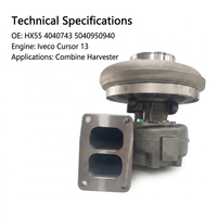 5040950940 4040743 5041316630 4033050H Turbo HX55 para Iveco Cursor 13, Piezas de Motor 504195315, Reemplazo de Turbocompresor 4033050
