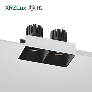 XRZLux מתכוונן מרובע שקוע LED COB תאורה למטה ללא הבהוב 15W ראשים כפולים Led ספוט תקרה למטה מנורות סלון