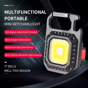 Lampe torche multifonction en alliage d'aluminium rechargeable par USB, indice de protection IP54, aimant, ouvre-bouteille, lumière de travail COB, lampe torche LED, mini porte-clés - Product Image 2