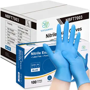 YIYUANHU sarung tangan bertekstur tipe baru sarung tangan nitril 4 mil ujian gratis aman untuk makanan sarung tangan nitril sekali pakai warna hitam