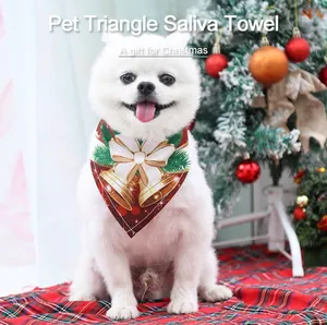 Prix de gros chaud chapeau de noël pour animaux de compagnie écharpe de noël pour animaux de compagnie chien chat style de noël écharpe chapeau bavoir