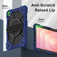 Étui antichoc 360 Armor pour Samsung Tab S11 2025 avec support rotatif, dragonne et bandoulière, design bicolore, adapté aux enfants