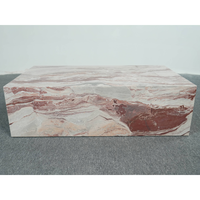 SH STONE Rosso Orobico Rouge Marbre Cube Bas Rectangle Plinthe Table Basse De Luxe Personnalisé Moderne Naturel Meubles Carré Villas