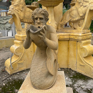 Fait à la main marbre mâle sirène <span class=keywords><strong>fontaine</strong></span> d'eau potable Sculpture Figurine d'art créatif - Product Image 3