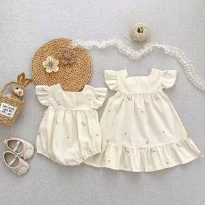 Zomer Nieuwe Baby Romper Geborduurde Bloemen Meisjes Jurkjes Schattige Babykleding - Product Image 4
