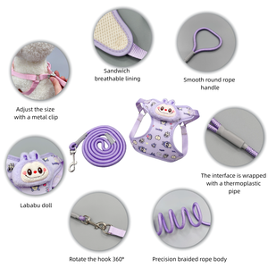 Pettorina e guinzaglio per cani Labubu, speciale per cani di piccola taglia come Teddy, cinturino pettorale, catena per cani, guinzaglio per passeggiate - Product Image 6