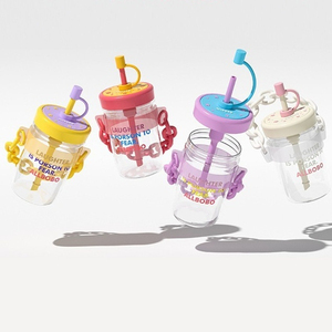 Tazza Estiva Creativa in Plastica per Acqua e Caffè per Ragazze, Portatile, Colori Macaron per Bambini e Studenti con Cannucce - Product Image 1