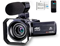 Cámara Digital 4K de Alta Definición Ausek, Grabadora de Video con Micrófono, Pantalla Táctil de 3.0'', CMOS de 48MP, MicroSD de 128GB, Zoom Óptico de 10x-20x