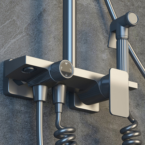 Súng Grey Bốn Bánh Mưa Vòi Sen Xử Lý Duy Nhất Brass Hiện Đại Mềm Phun Tường Gắn Gốm Van Lõi Phòng Tắm Vòi Hoa Sen Đặt - Product Image 1