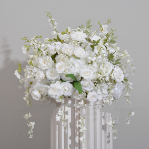 Bola de Flores de Rosa Blanca Artificial de Seda Personalizada al por Mayor, Adorno de Mesa, Decoración de Boda - Product Image 1