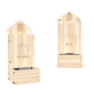 Comedero de madera para pollos YQW-CY, dispensador de arena de ostra, colgante, acabado natural, para aves de corral en el patio trasero - Product Image 5