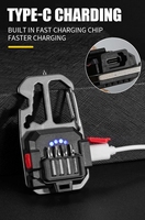Lampu Kerja Mini Portabel Senter Saku Gantungan Kunci USB Isi Ulang Lampu Kecil untuk Berkemah di Luar Ruangan Pembuka Botol Senter LED