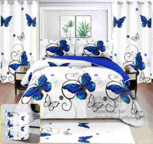 <span class=keywords><strong>Set</strong></span> <span class=keywords><strong>Copriletto</strong></span> 8 Pezzi Pronto per la Spedizione, <span class=keywords><strong>Set</strong></span> Biancheria da Letto con Tende, Misura King Size, Lussuoso 100% Cotone - Product Image 1