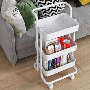 Estante de almacenamiento de carrito móvil pequeño, carrito de herramientas para el hogar de múltiples capas, marco de hierro, cesta de plástico, estante de almacenamiento - Product Image 2