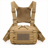 Sac de poitrine tactique Système de sangles MOLLE Sangles réglables Fermeture à glissière Respirant Noir Randonnée en plein air Camping Équipement tactique