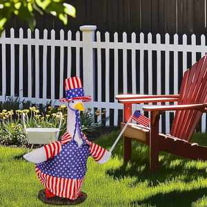 Decoración para el Día de la Independencia/Día de los Caídos, Estatua de Uncle Sam con Traje de Ganso de 23 Pulgadas para Jardín o Porche, 4 de Julio - Product Image 6
