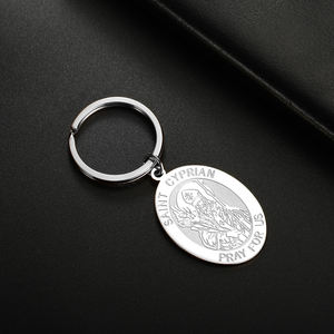 Myshape Saint Cyprian Medal llavero religioso católico protección amuleto Michaelmas norte de África joyería de acero inoxidable - Product Image 4