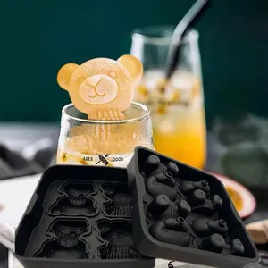 Neuheit Silikon bär 3D Eiswürfel form Easy Release Große Eiswürfel form für gekühlte Cocktails, Whisky
